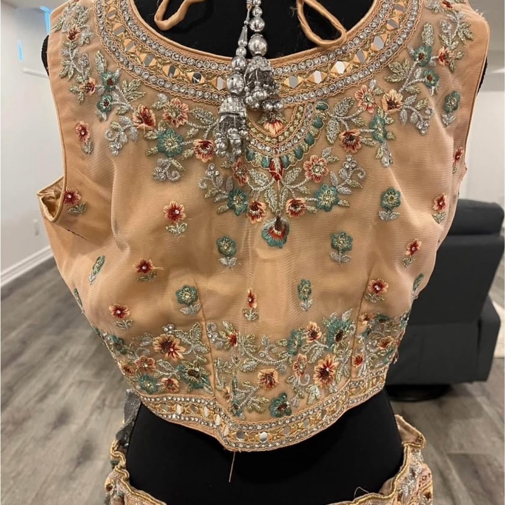 Embroidered Beige Lehenga Choli Set - Picture 11 of 11